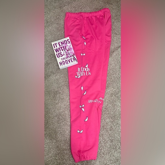It Ends With Us Colleen Hoover sweatpants New Lily Atlas Ryle bloom bookworm S/M - Picture 1 of 8